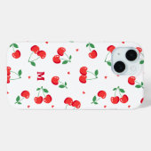 Cherry Hearts Custom Monogram Case-Mate iPhone Case (Achterkant (horizontaal))