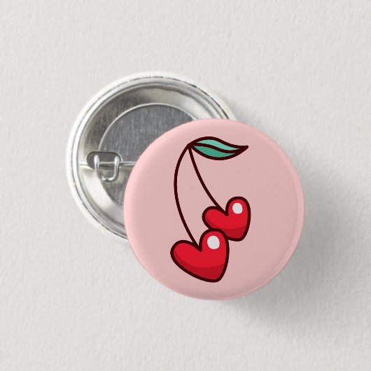 Cherry Hearts Ronde Button 3,2 Cm (Voorkant /achterkant)