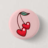 Cherry Hearts Ronde Button 3,2 Cm (Voorkant)
