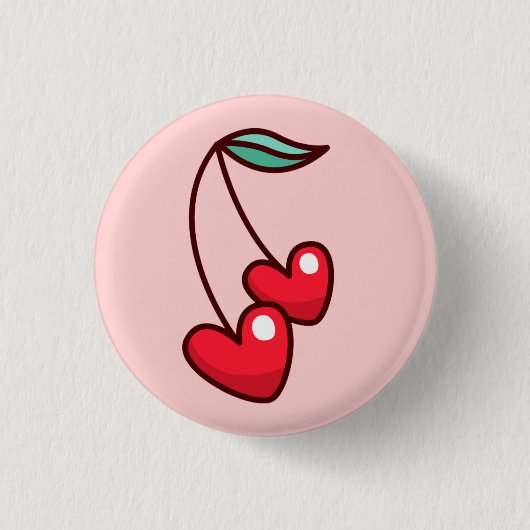 Cherry Hearts Ronde Button 3,2 Cm (Voorkant)