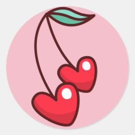 Cherry Hearts Ronde Sticker