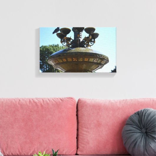 Cherry Hill Fountain Central Park Canvas Afdruk (Insitu (Woonkamer))