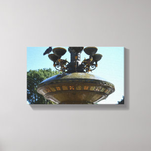 Cherry Hill Fountain Central Park Canvas Afdruk