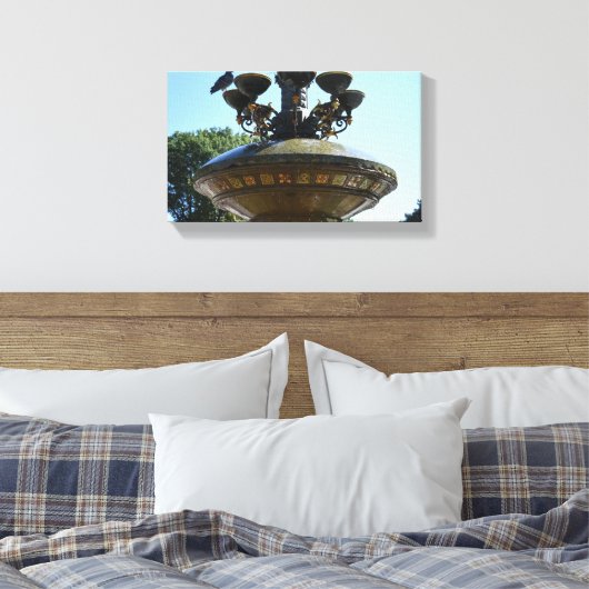 Cherry Hill Fountain Central Park Canvas Afdruk (Insitu (Slaapkamer))