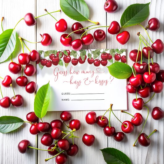 Cherry hoeveel knuffels & kussen bruids spel informatiekaartje
