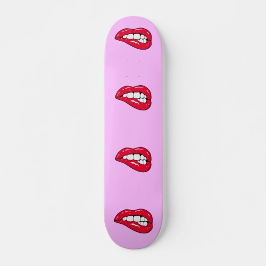 Cherry Hot Lips Popper Girl Skateboard Deck (Voorkant)
