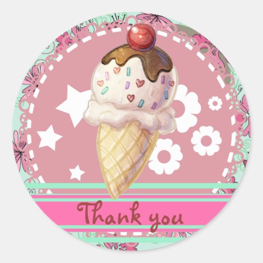 Cherry Icecream Ronde Sticker (Voorkant)