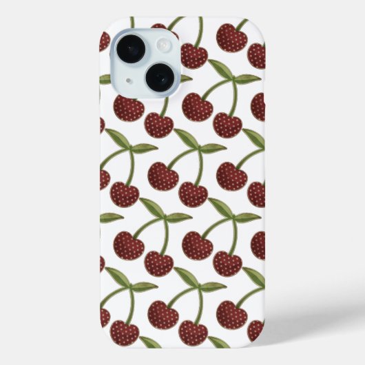 Cherry Illustrated Pattern on White Case-Mate iPhone Case (Achterkant)