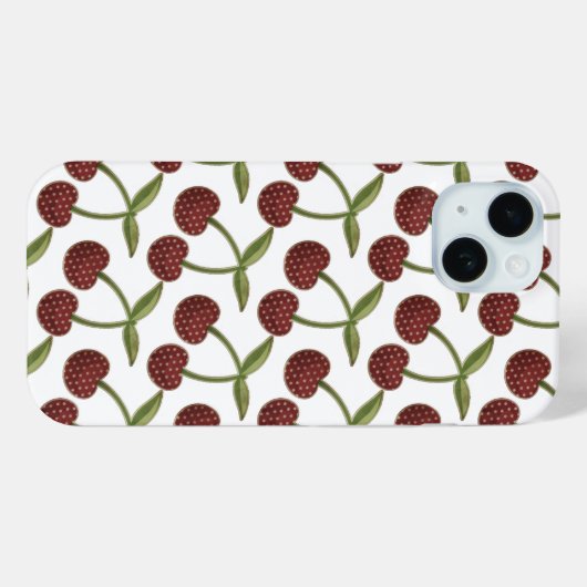 Cherry Illustrated Pattern on White Case-Mate iPhone Case (Achterkant (horizontaal))
