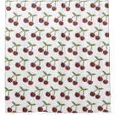  Cherry Illustrated Pattern on White Douchegordijn (Voorkant)