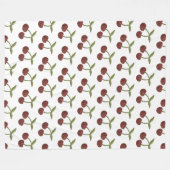 Cherry Illustrated Pattern on White Fleece Deken (Voorkant (Horizontaal))