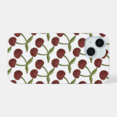  Cherry Illustrated Pattern on White iPhone 15 Case (Achterkant horizontaal)