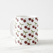  Cherry Illustrated Pattern on White  Koffiemok (Voorkant links)