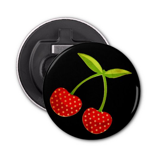 Cherry-illustratie Button Flesopener (Voorkant)