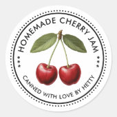 Cherry jam aangepaste sticker voor uw zelfgemaakte (Voorkant)