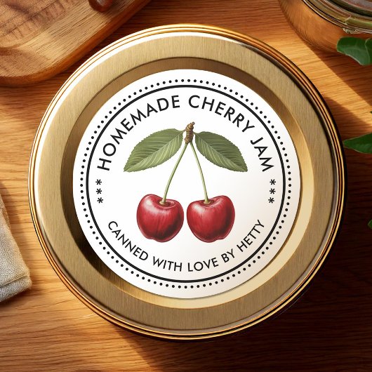 Cherry jam aangepaste sticker voor uw zelfgemaakte