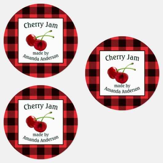 Cherry Jam Cherries Plaid C Eten Label (Groep)