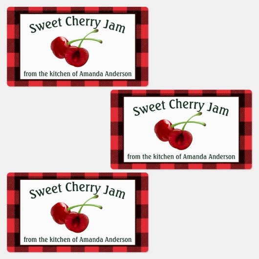 Cherry Jam Cherries Plaid Etiket Labels (Groep)