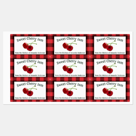 Cherry Jam Cherries Plaid Etiket Labels (Vel)