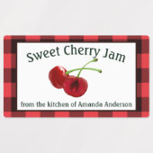 Cherry Jam Cherries Plaid Etiket Labels (Design 1)