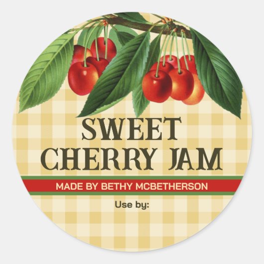 Cherry jam gelei taart vullen kersen home inblikke ronde sticker (Voorkant)