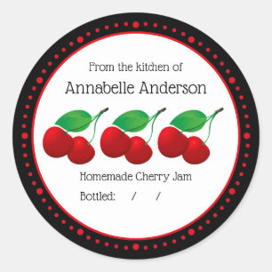 Cherry Jam Modern Personaliseer Sticker