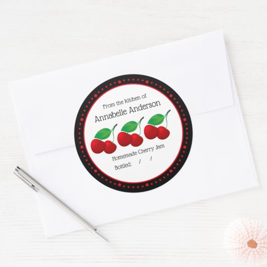 Cherry Jam Modern Personaliseer Sticker (Envelop)