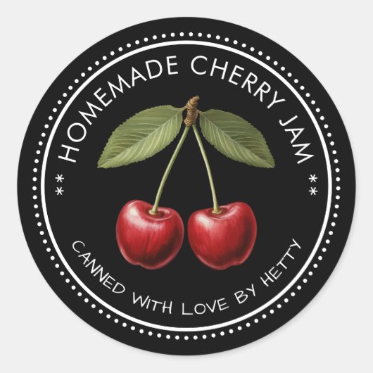 Cherry jam sticker voor uw zelfgemaakte recepten! (Voorkant)