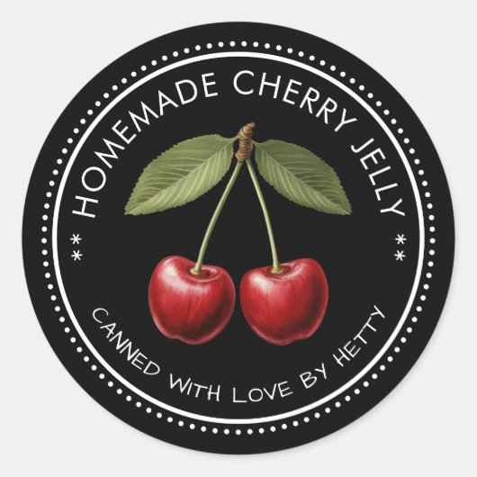 Cherry jelly sticker voor uw zelfgemaakte recepten (Voorkant)