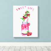 Cherry Juice Cool Drink Fruits Canvas Print (Insitu (Houten vloer))
