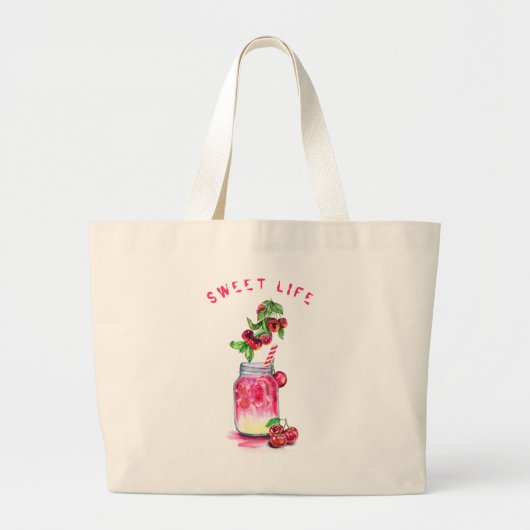 Cherry Juice Cool Drink Fruits Canvas tas (Voorkant)