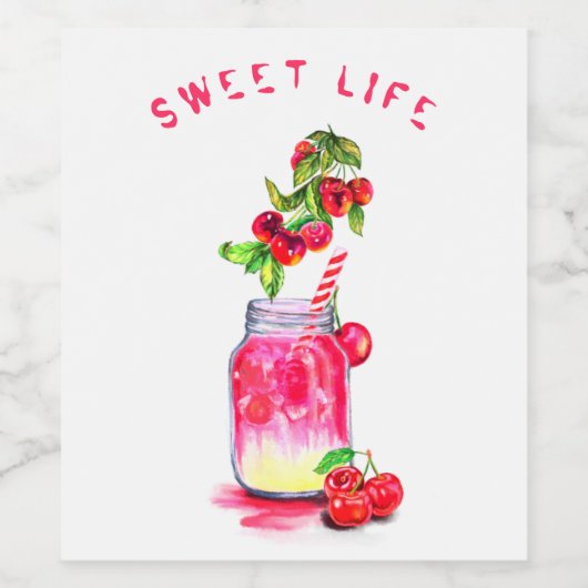 Cherry Juice Cool Drink Fruits Party Wine Label Wijn Etiket (Enkel label)