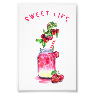 Cherry Juice Cool Drink Fruits Photo Print Foto Afdruk