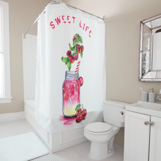 Cherry Juice Cool Drink Fruits Shower Curtain Douchegordijn (In situ)