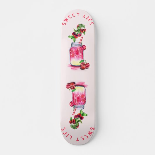 Cherry Juice Cool Drink Fruits Summer Skateboard (Voorkant)