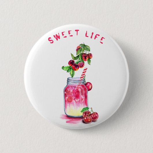 Cherry Juice Cool Drink Party Fruits Button (Voorkant)