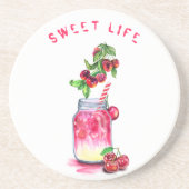 Cherry Juice Cool Drink Summer Fruits Onderzetter (Voorkant)