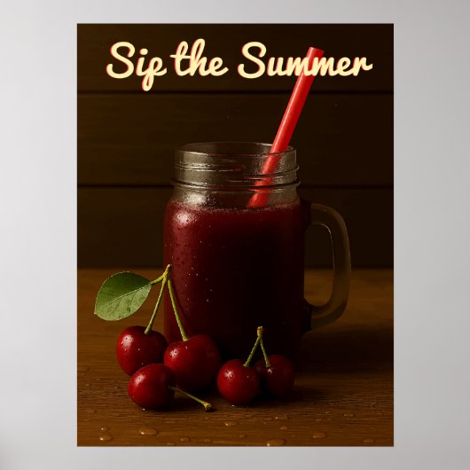 Cherry Juice Delight - Sip de zomer Poster (Voorkant)