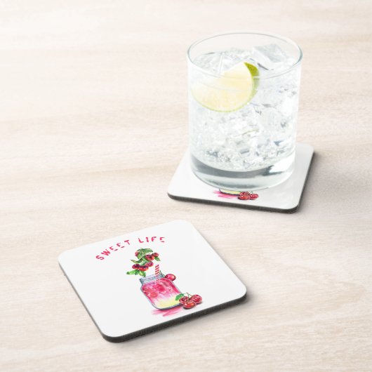 Cherry Juice Drink Fruits Onderzetter (Rechterzijde)
