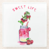 Cherry Juice Drink Glass Onderzetter o Aangepaste  Glazen Onderzetter (Voorkant)