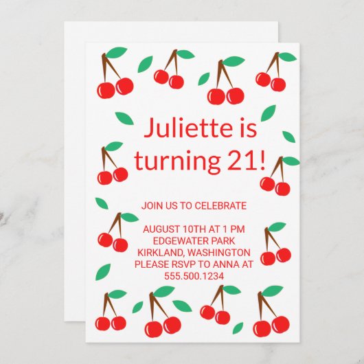 Cherry Kaart (Voorkant / Achterkant)