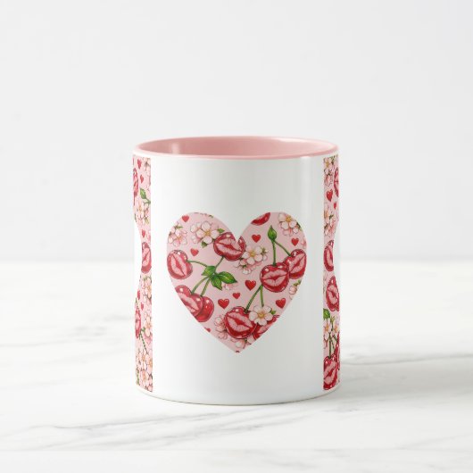 Cherry Kiss Heart Mug Mok (Midden)