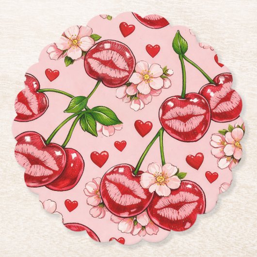 Cherry Kiss Papieren Onderzetter (Voorkant)