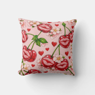 Cherry Kiss Throw Pillow Kussen