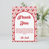 Cherry Kissed Baby Shower Bedankkaart (Staand voorkant)