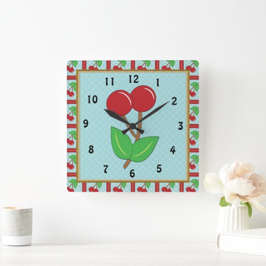 Cherry Kitchen Clock Vierkante Klok (Huis)