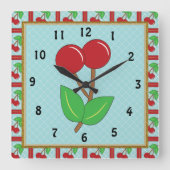 Cherry Kitchen Clock Vierkante Klok (Voorkant)