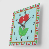 Cherry Kitchen Clock Vierkante Klok (Hoek)