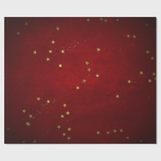 Cherry Lacquer Golden Star Cadeaupapier (Vlak)