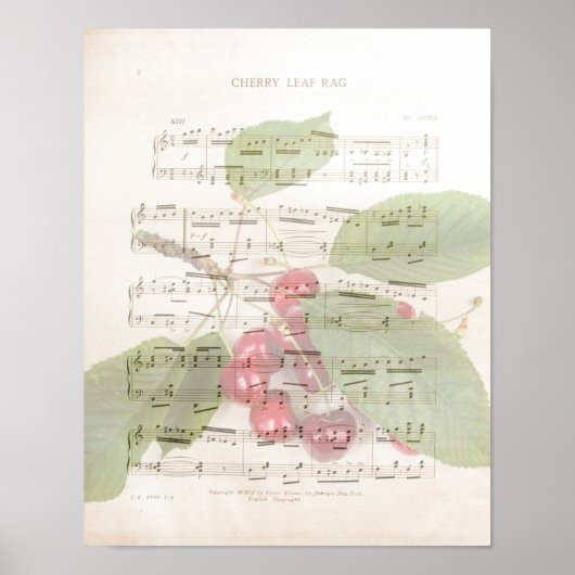 Cherry Leaf Music Sheet Art Print (Voorkant)